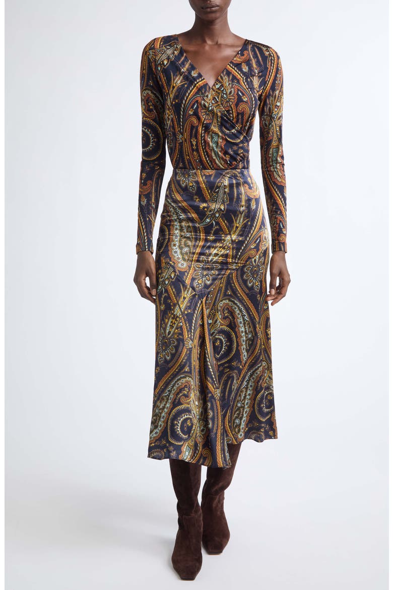 Paisley Print Midi Skirt, Alternate, color, PRINTED BLUE BASE