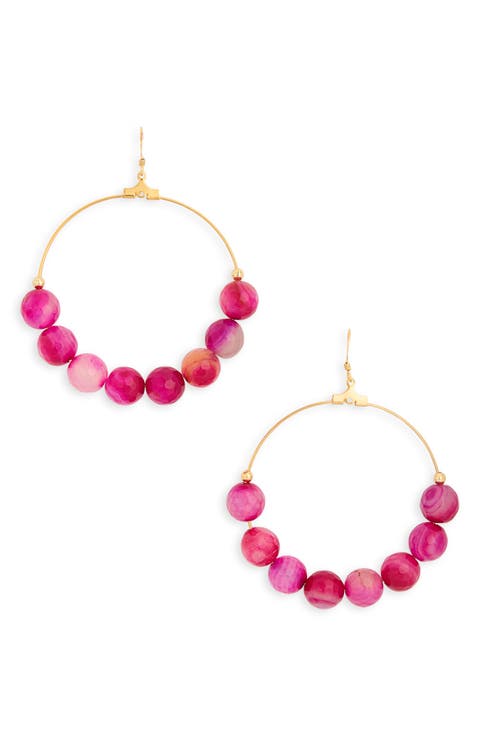Agate Beaded Circle Drop Earrings