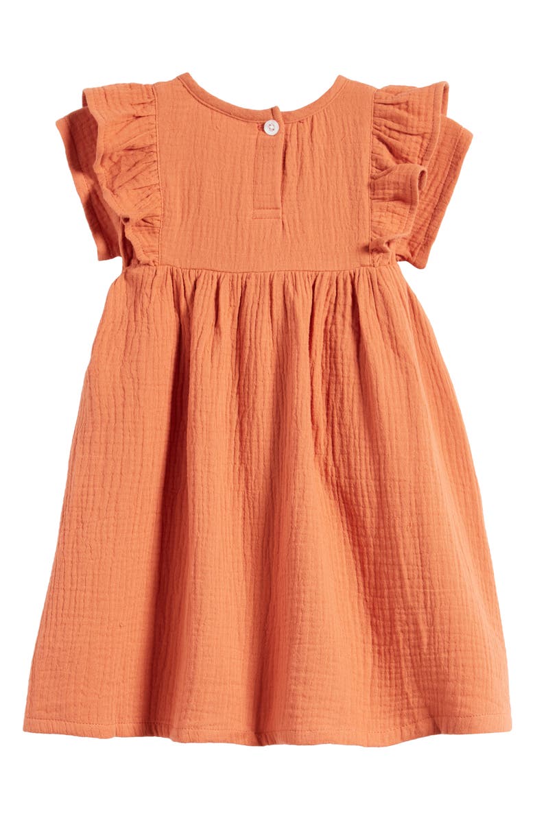 TINY TRIBE Kids' Ruffle Shoulder Cotton Gauze Dress, Alternate, color, 
