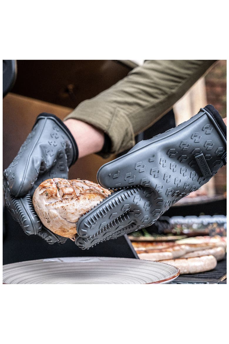 Barbecue 3-Piece Mat & Gloves Set, Alternate, color, CHARCOAL