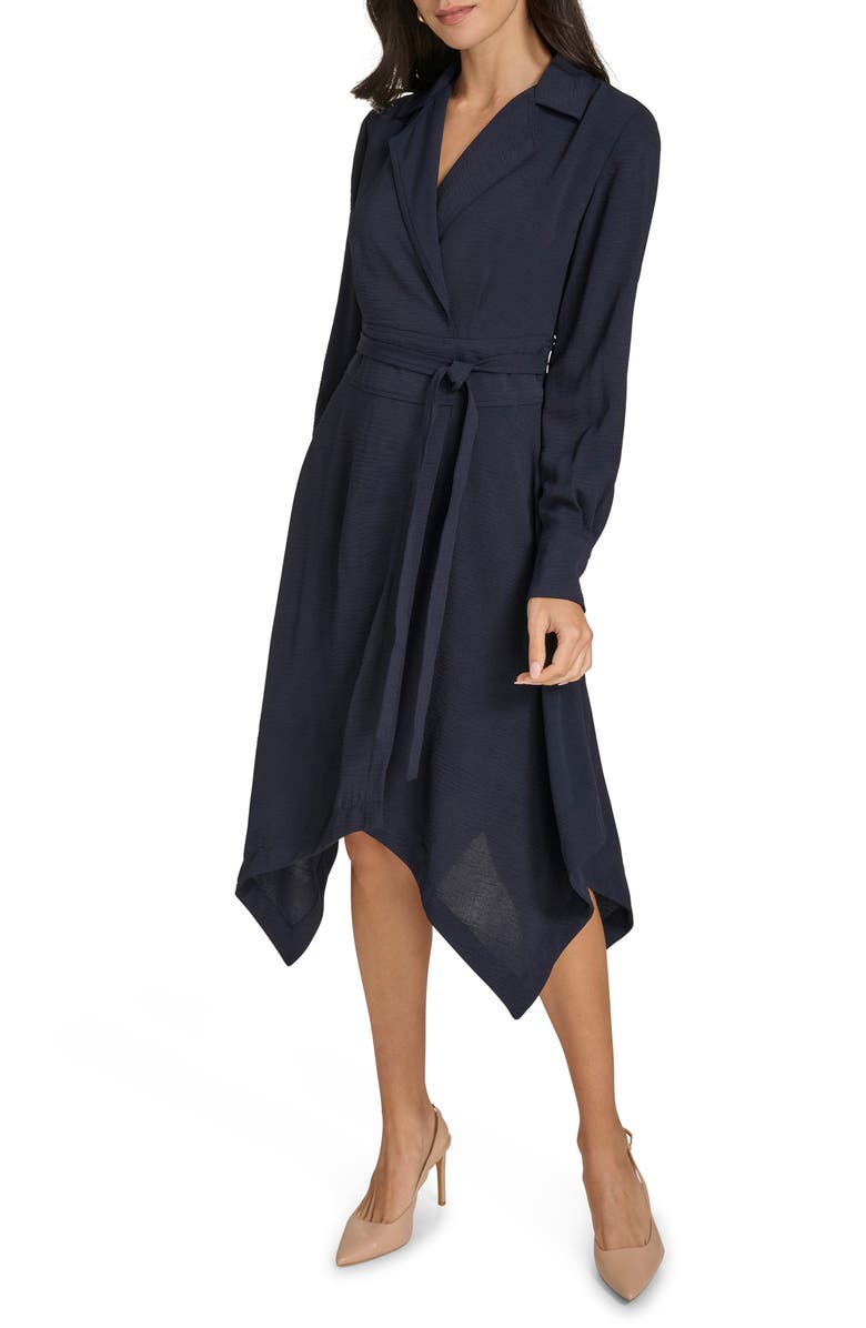 Calvin Klein Aerowash Long Sleeve High-Low Shirtdress, Main, color,
