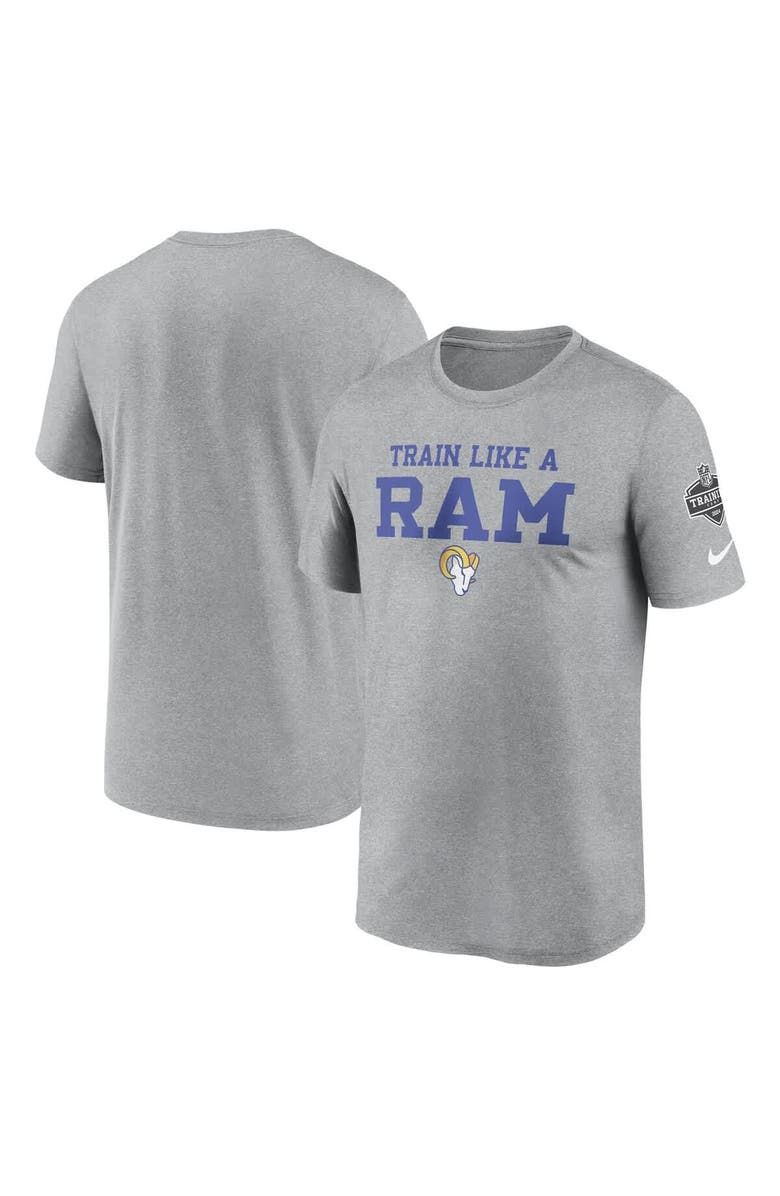 Nike Men's Nike Heather Gray Los Angeles Rams 2024 NFL Training Camp Legend Performance T-Shirt, Main, color,