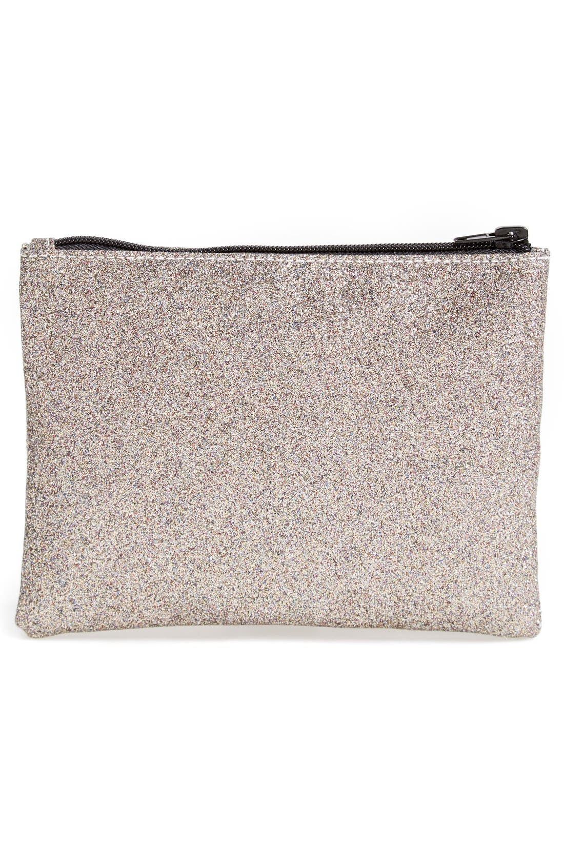 Embellished Glitter Clutch, Alternate, color, SILVER