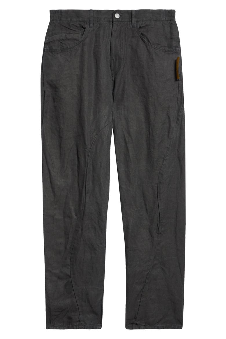 Asymmetric Seam Crinkled Linen Pants, Alternate, color, KHAKI GRAY