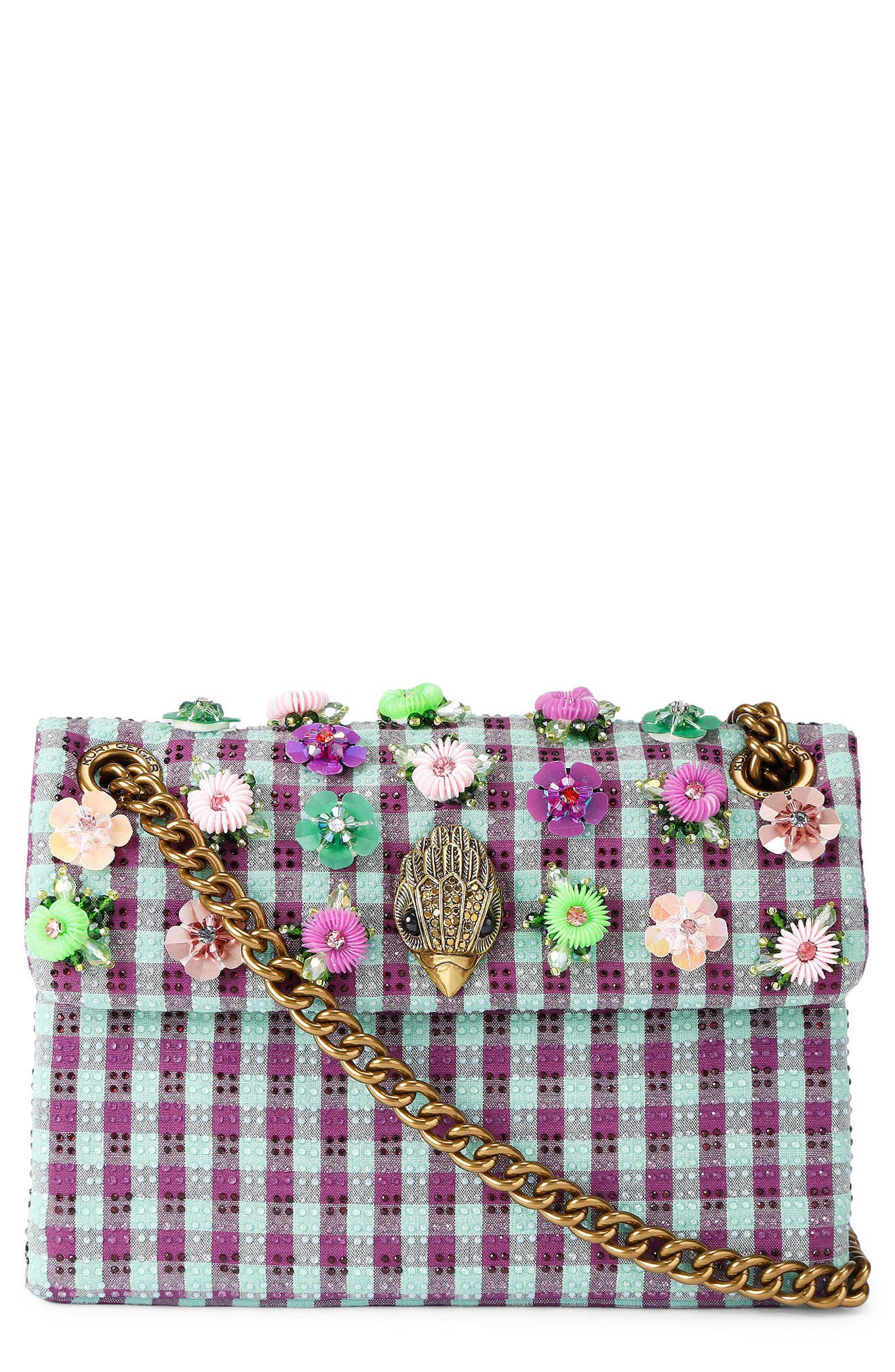 Kurt Geiger London Mini Kensington Floral Convertible Shoulder Bag, Main, color, Purple Multi