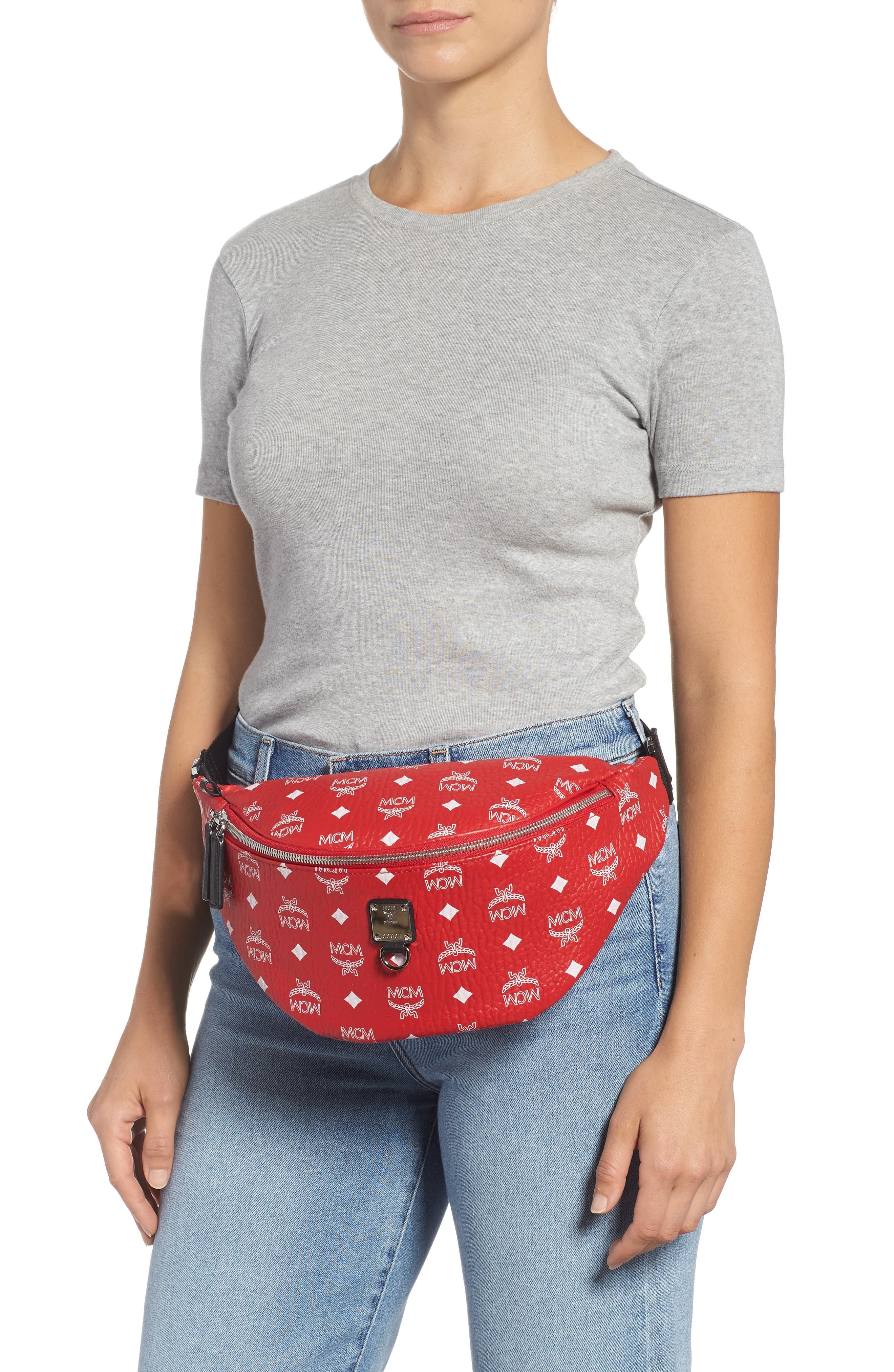 MCM Fursten Visetos Coated Canvas Belt Bag, Alternate, color, 