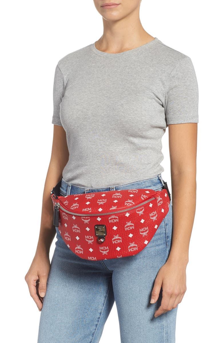 MCM Fursten Visetos Coated Canvas Belt Bag, Alternate, color,