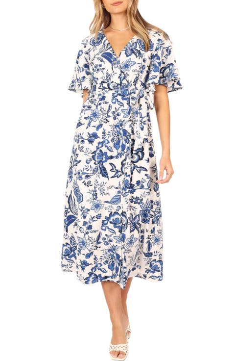Kaleen Floral Midi Wrap Dress