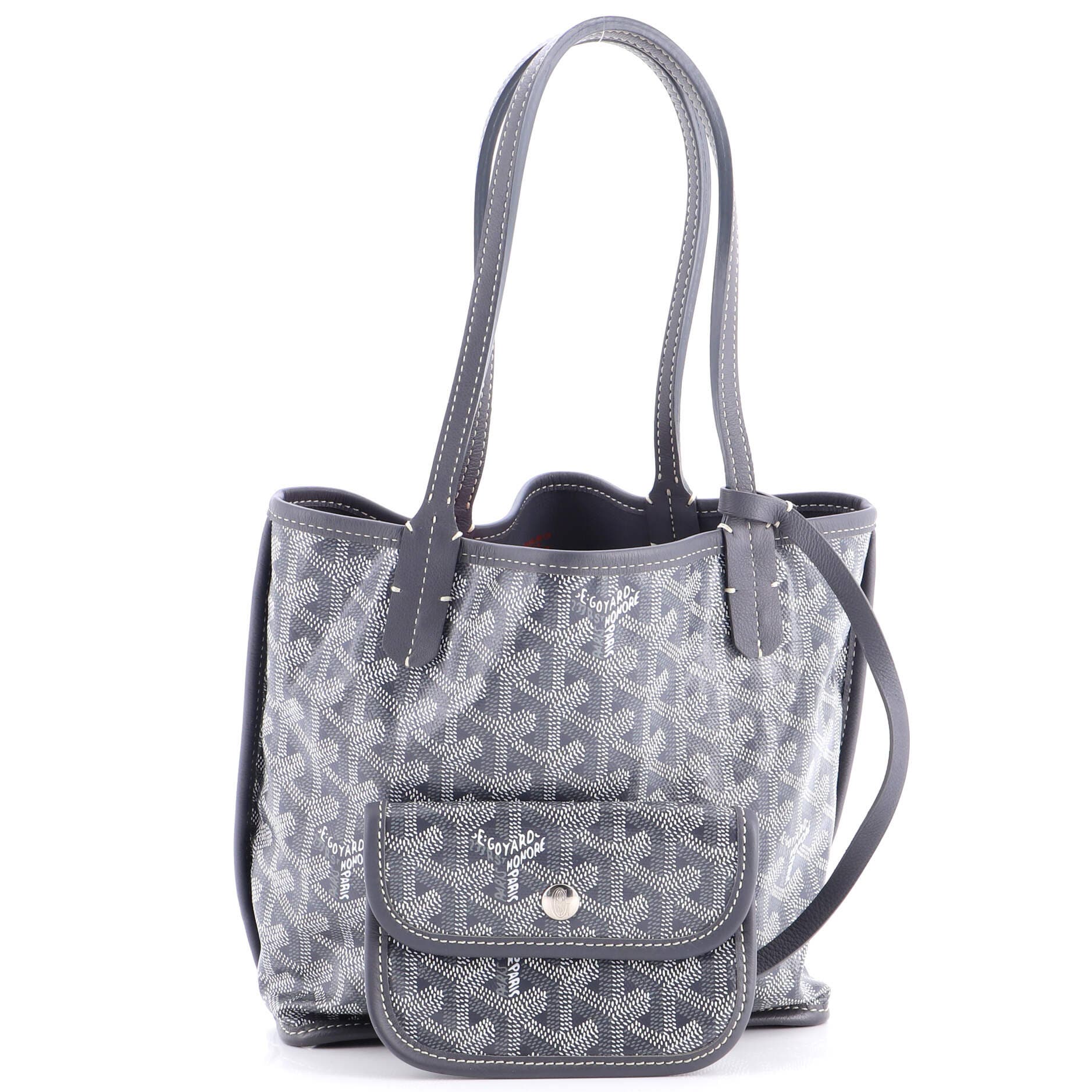 Pre-Owned Goyard Anjou Reversible Tote Coated Canvas Mini, Alternate, color, Gray