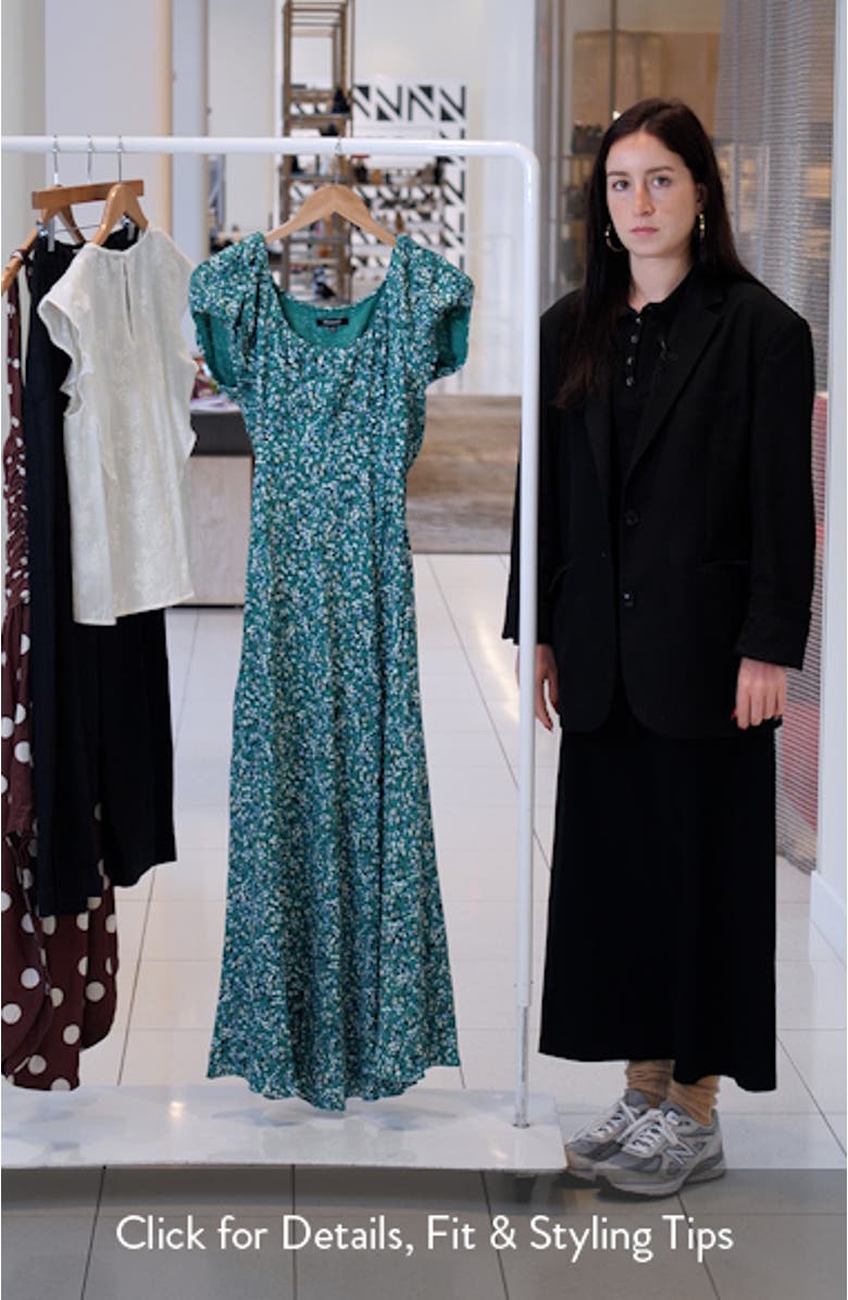 Floral Ruched Scoop Neck Maxi Dress, sales video thumbnail