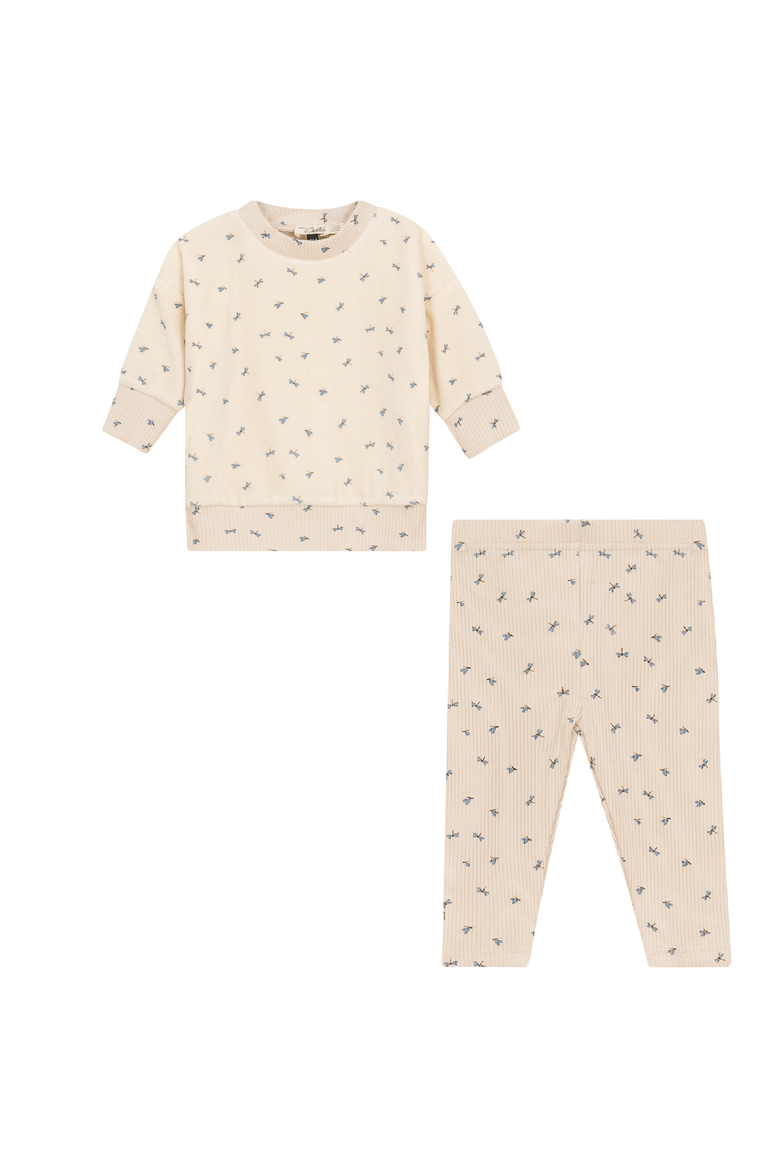 Firefly Velour 2 Piece Long Sleeve Top and Leggings Set, Main, color, Beige