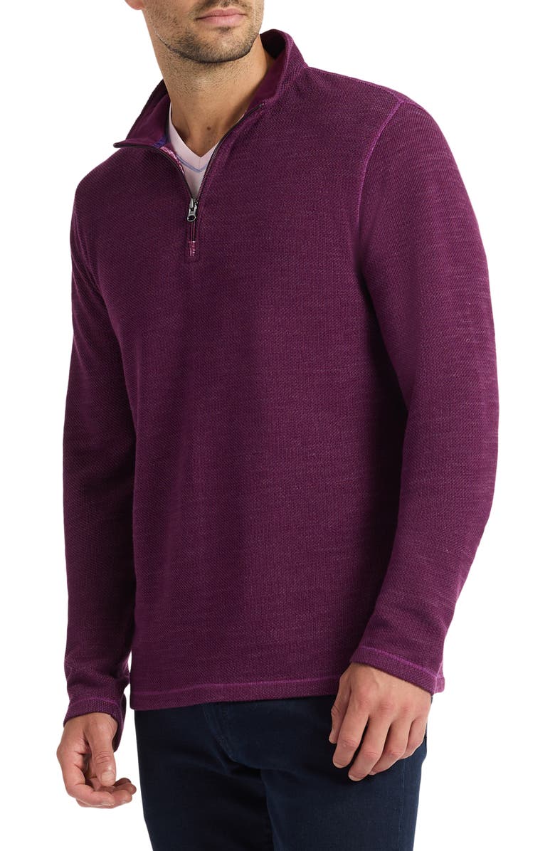 Robert Graham Griffin Quarter-Zip Sweatshirt, Alternate, color, Dark Purple