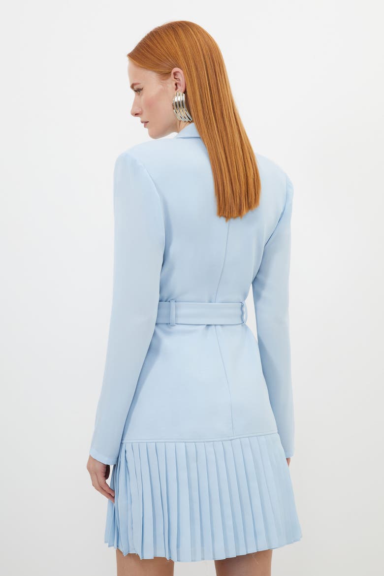 Pleated Skirt Collared Mini Dress, Alternate, color, Pale Blue