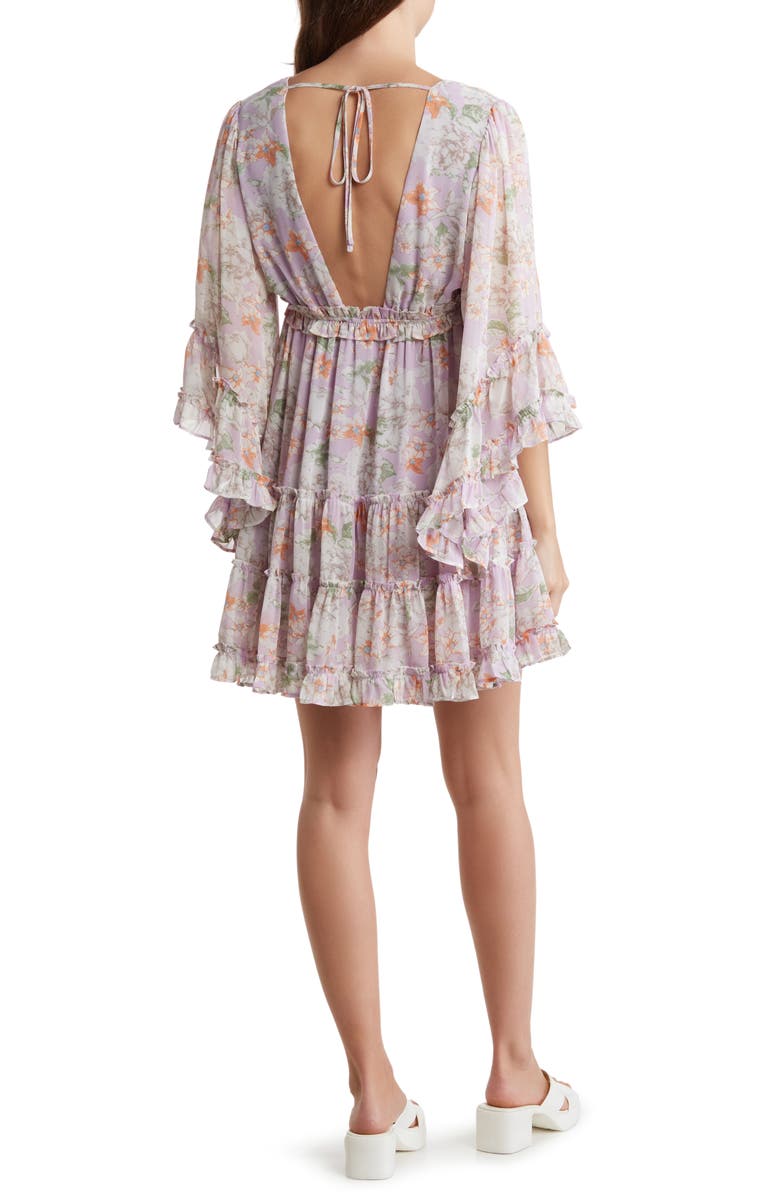 Lush V-Neck Trumpet Sleeve Empire Waist Top, Alternate, color, 