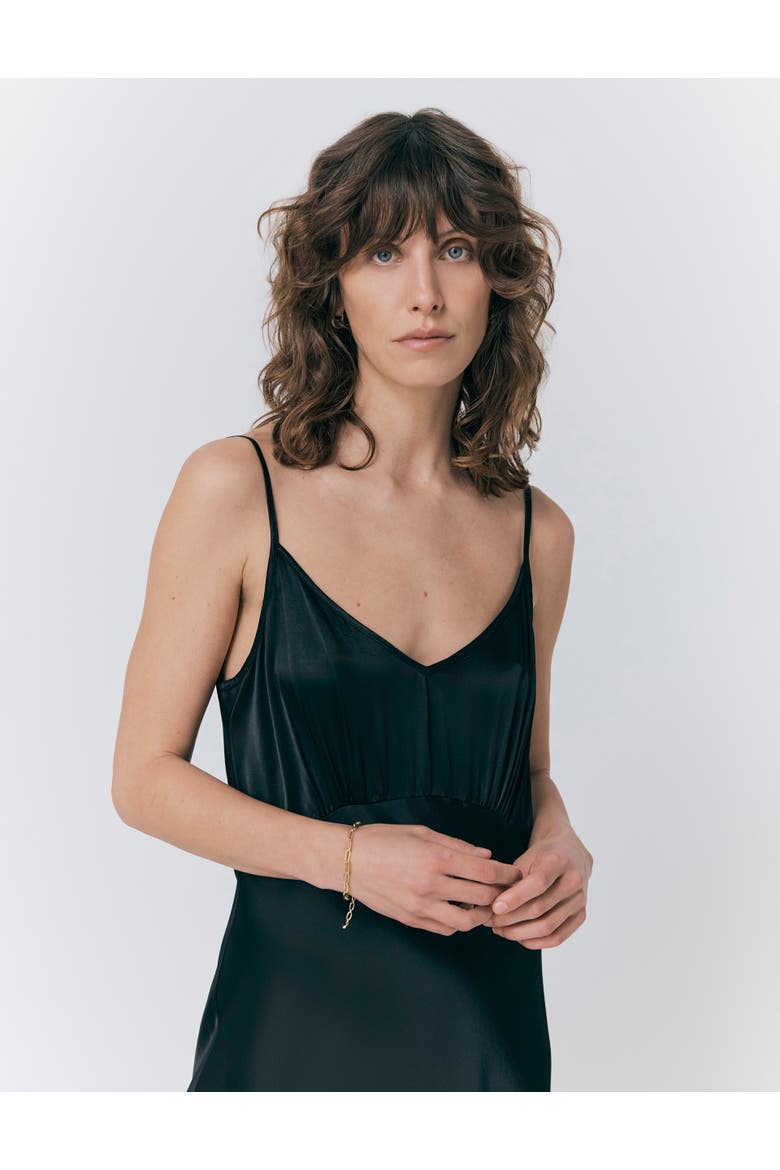 Winnie Satin Maxi Dress, Alternate, color, Black