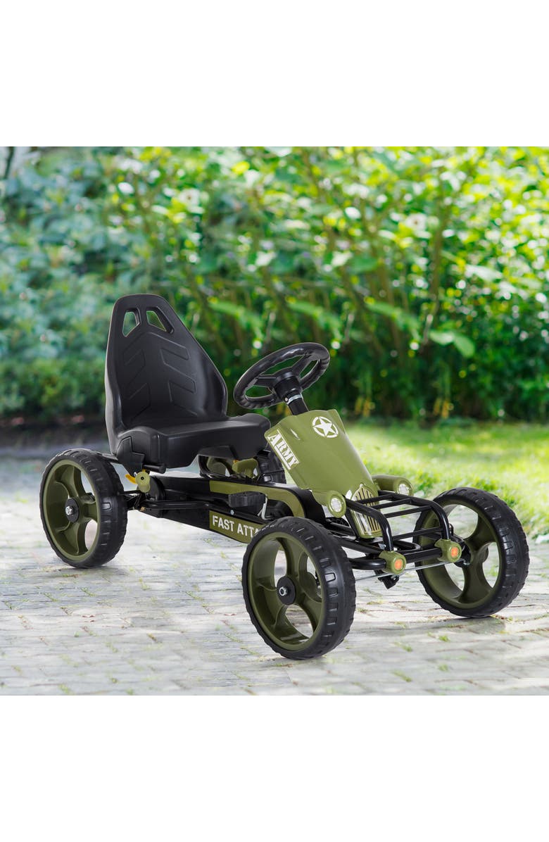 Aosom Kids Pedal Go Kart with Adjustable Seat, EVA Wheels, Alternate, color, Green