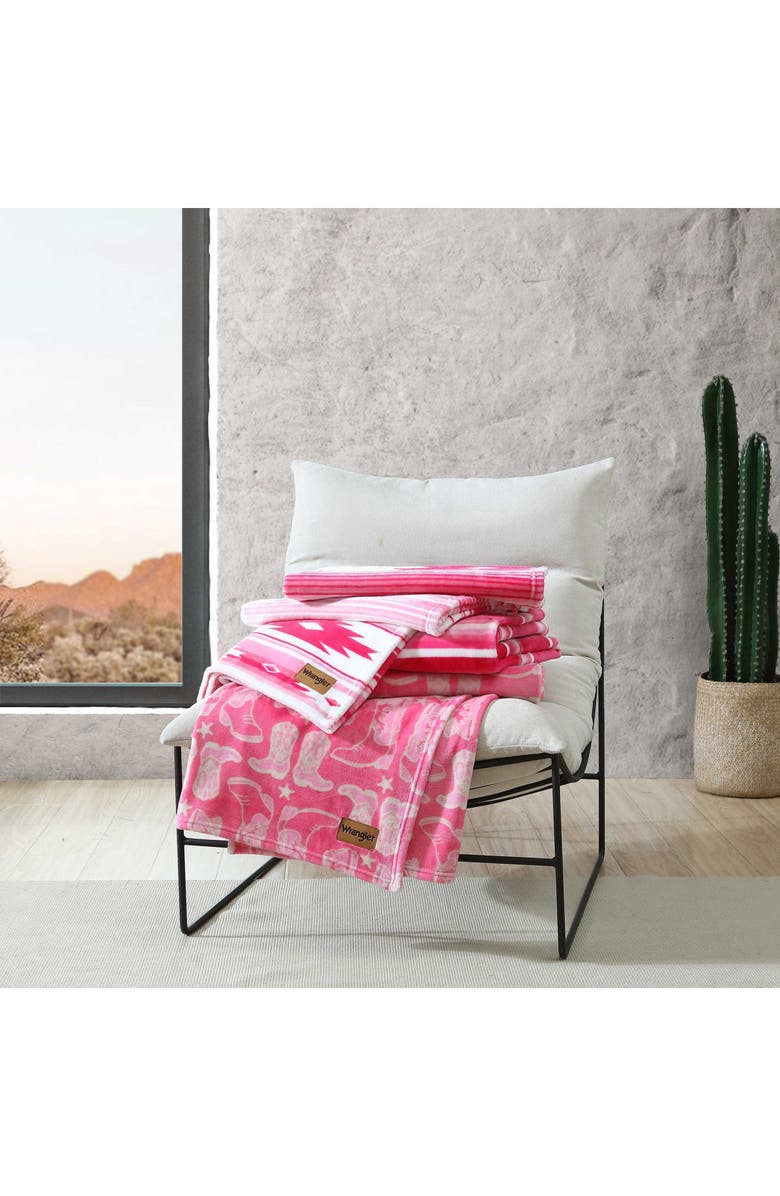 Wrangler Saddle Stripe Throw Blanket, Alternate, color, Pink