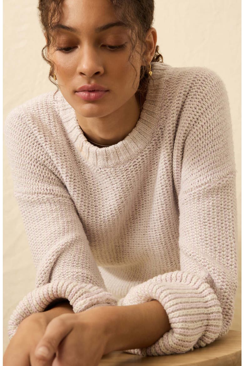 Heirloom Organic Cotton Blend Crewneck Sweater, Alternate, color, SEAFOG STRIPE