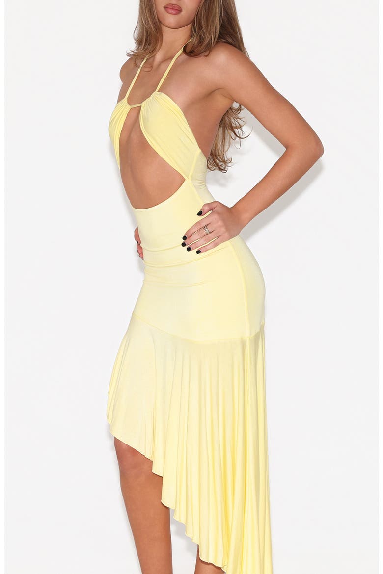 Lile Cutout Halter Midi Dress, Alternate, color, BUTTER YELLOW