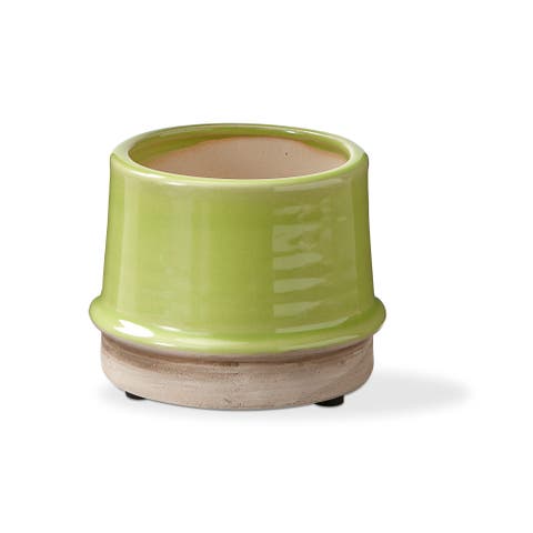 Radius Small Citron Green Glazed Stoneware Planter