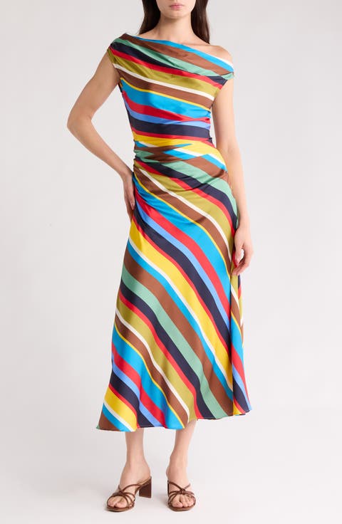 Phare One-Shoulder Stretch Silk Midi Dress