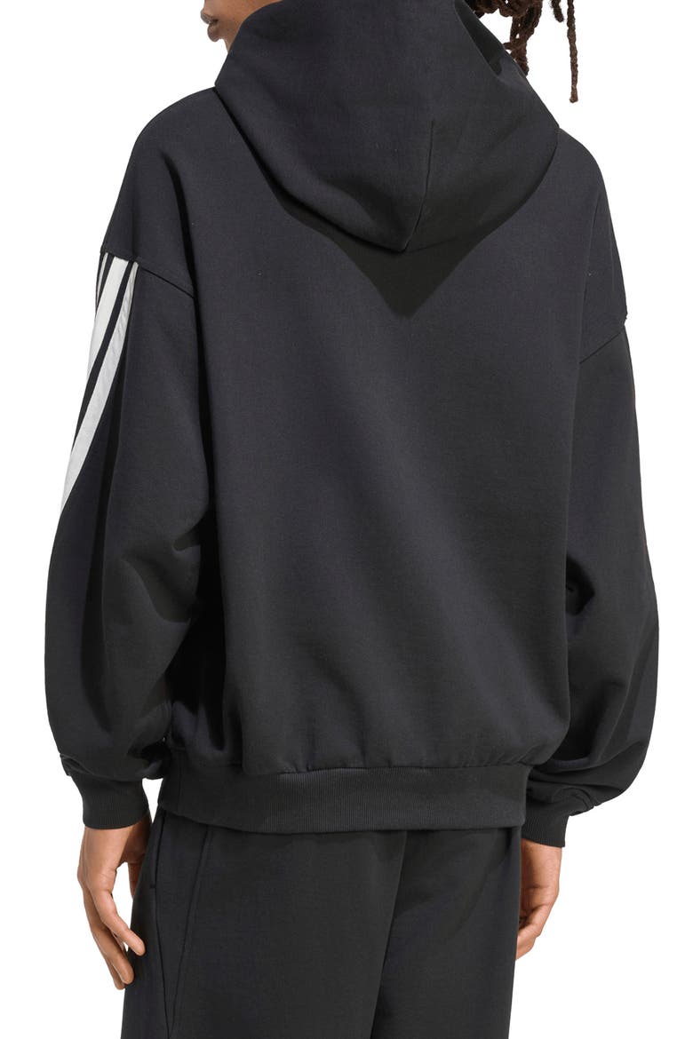 Kit 3-Stripes French Terry Hoodie, Alternate, color, BLACK/ OFF WHITE