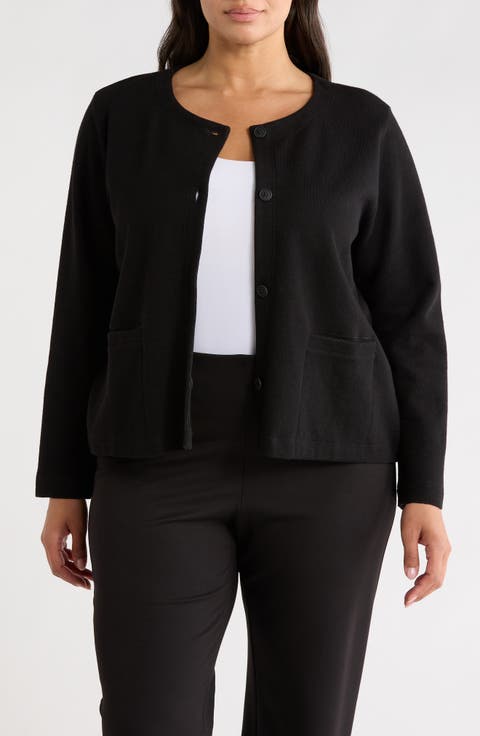 Button Front Organic Cotton Jacket (Plus)