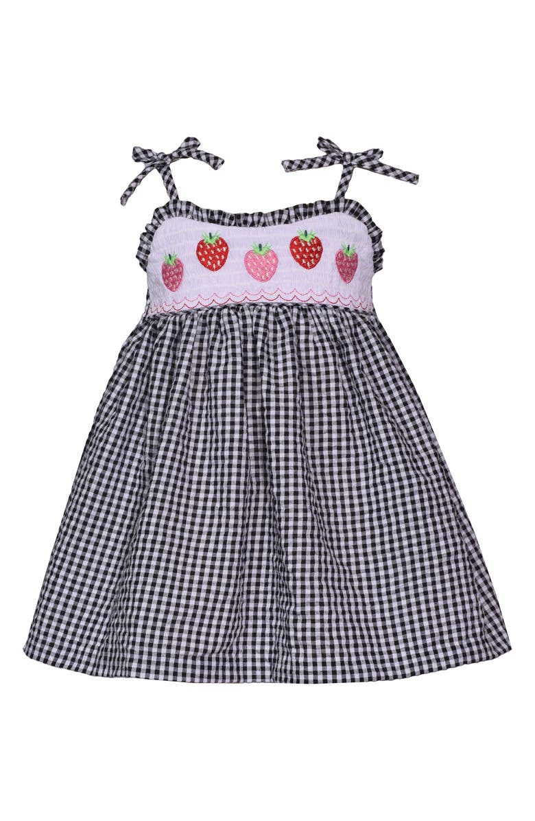 Iris & Ivy Smocked Strawberry Seersucker Dress & Bloomers, Main, color, 