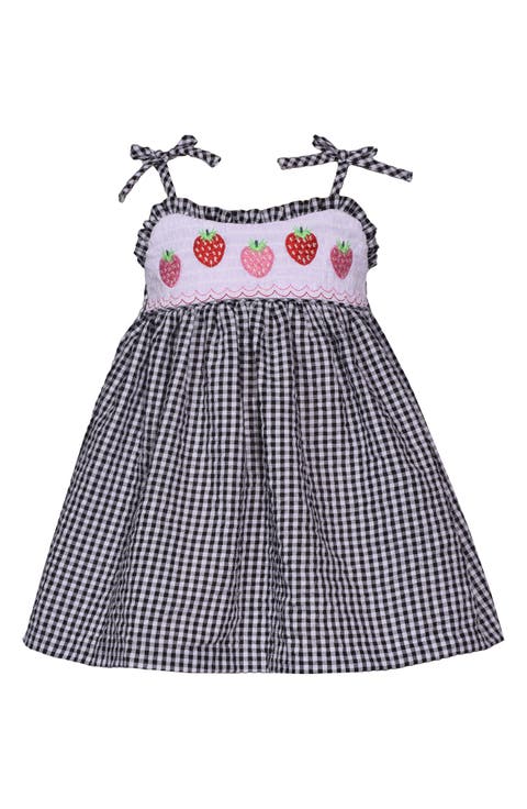 Smocked Strawberry Seersucker Dress & Bloomers (Baby)