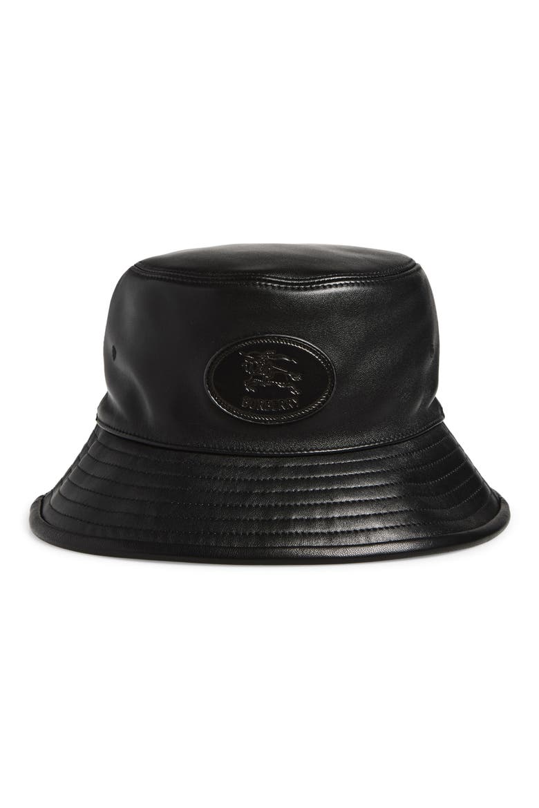 Leather Bucket Hat, Main, color, BLACK