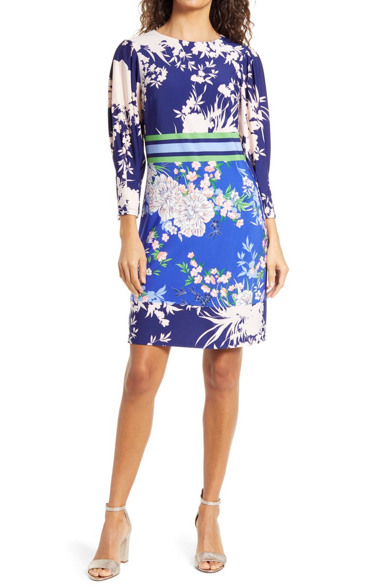Vince Camuto Mixed Floral Shift Dress, Main, color, 