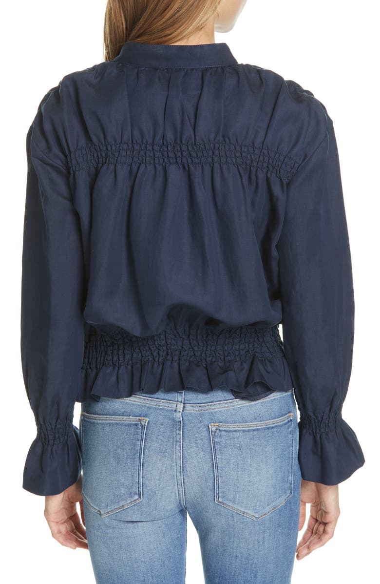 FRAME Smocked Zip Front Jacket, Alternate, color, 