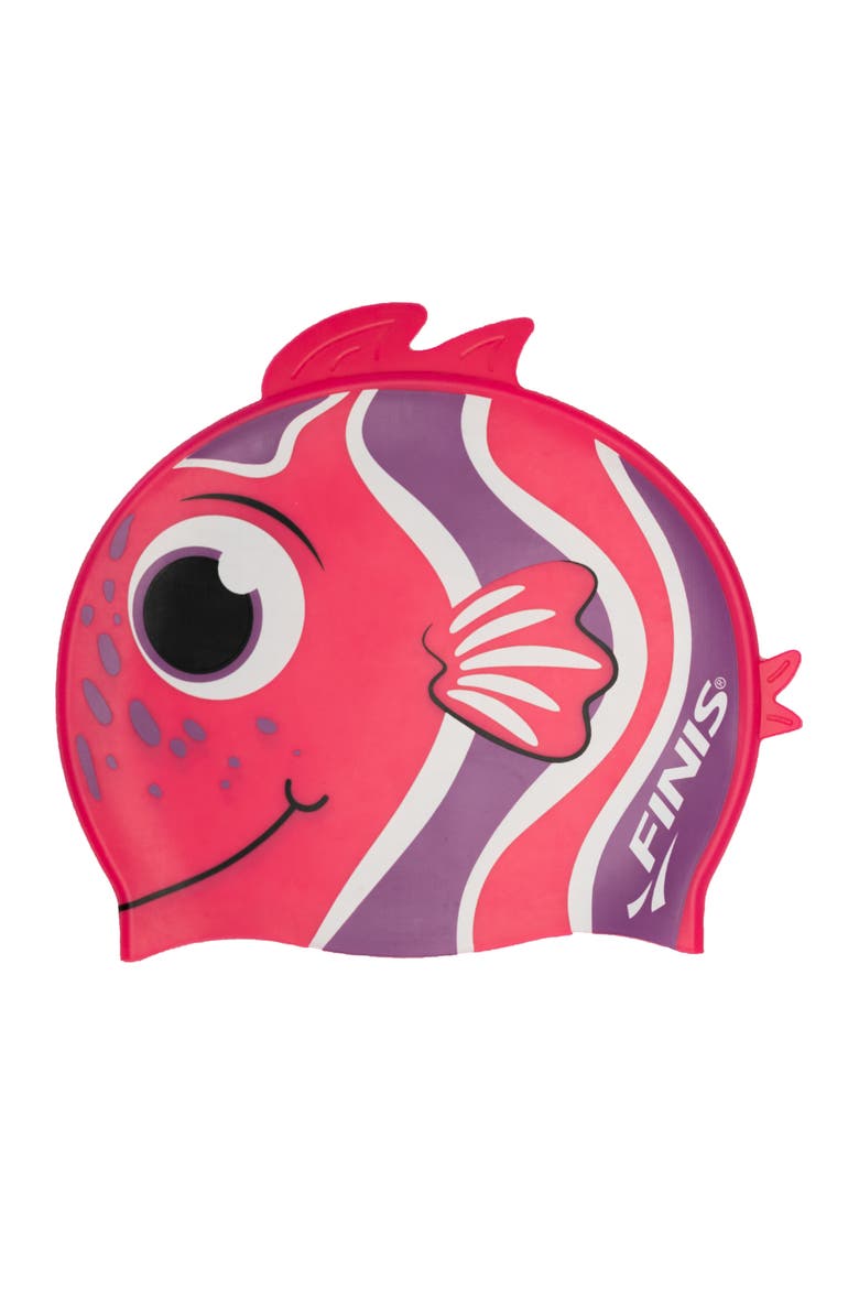 Animal Heads Silicone Swim Cap for Kids Fun 3D Animal Designs Snug Fit Chlorine Protection, Main, color, Angelfish Pink