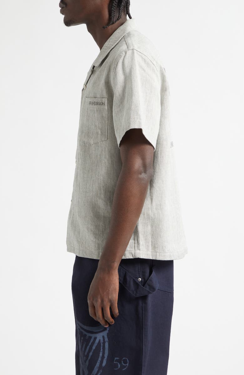 JW Anderson x Guinness Jacquard Linen & Cotton Camp Shirt, Alternate, color, Clay