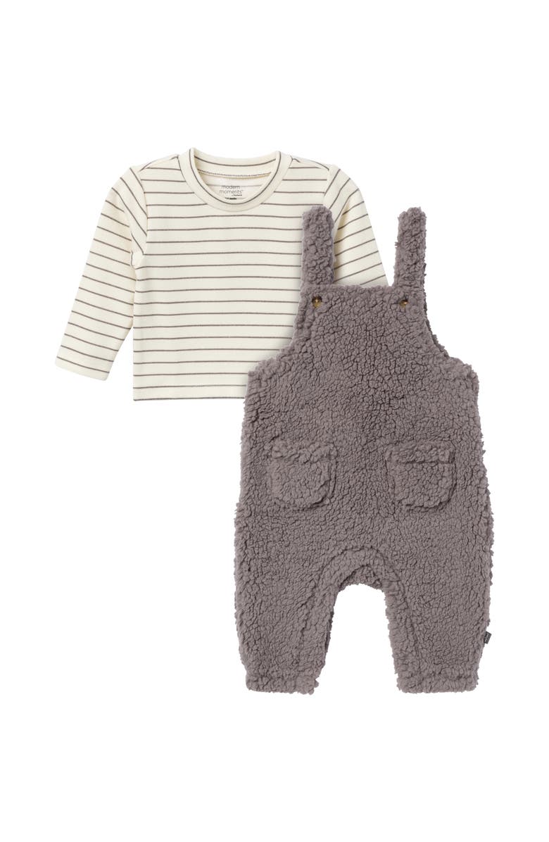 Modern Moments<sup>™</sup> by Gerber Microplush Overall & Shirt Set, Main, color, Medium Gray