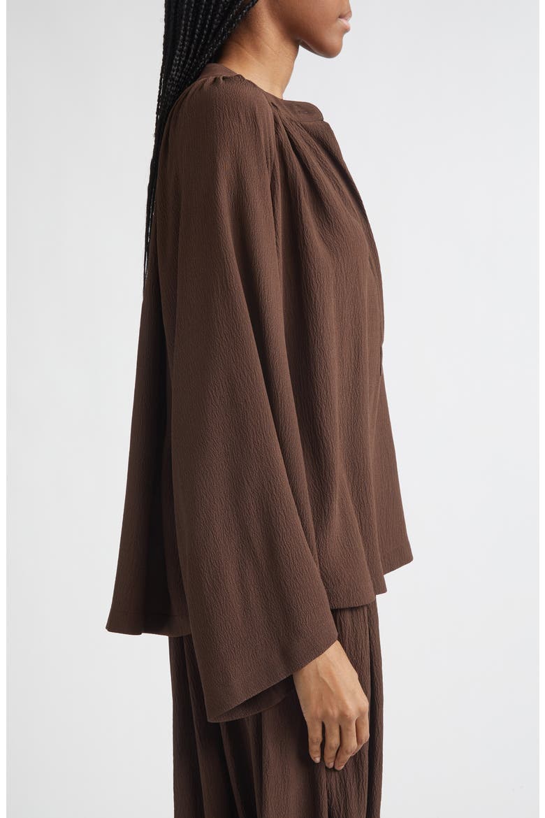 Silk Seersucker Poet Shirt, Alternate, color, ESPRESSO
