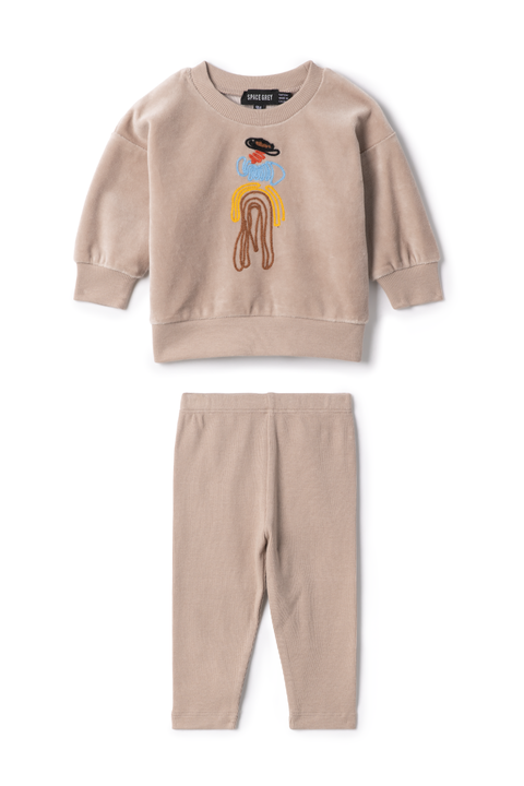 Cowboy Embroidered Velour Long Sleeve Top and Pants Set (Baby)