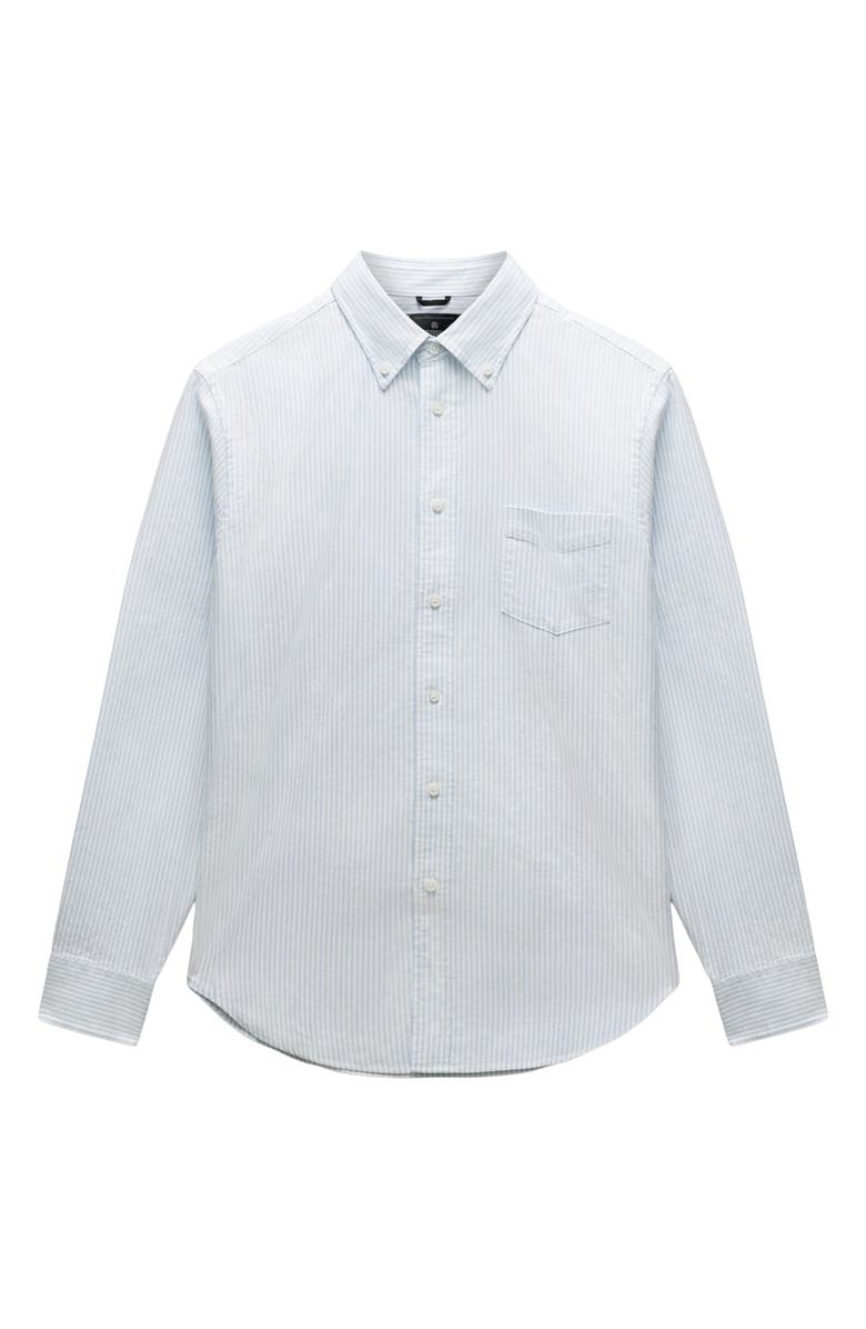 Reigning Champ Stripe Cotton Oxford Button-Down Shirt, Alternate, color, White-Blue