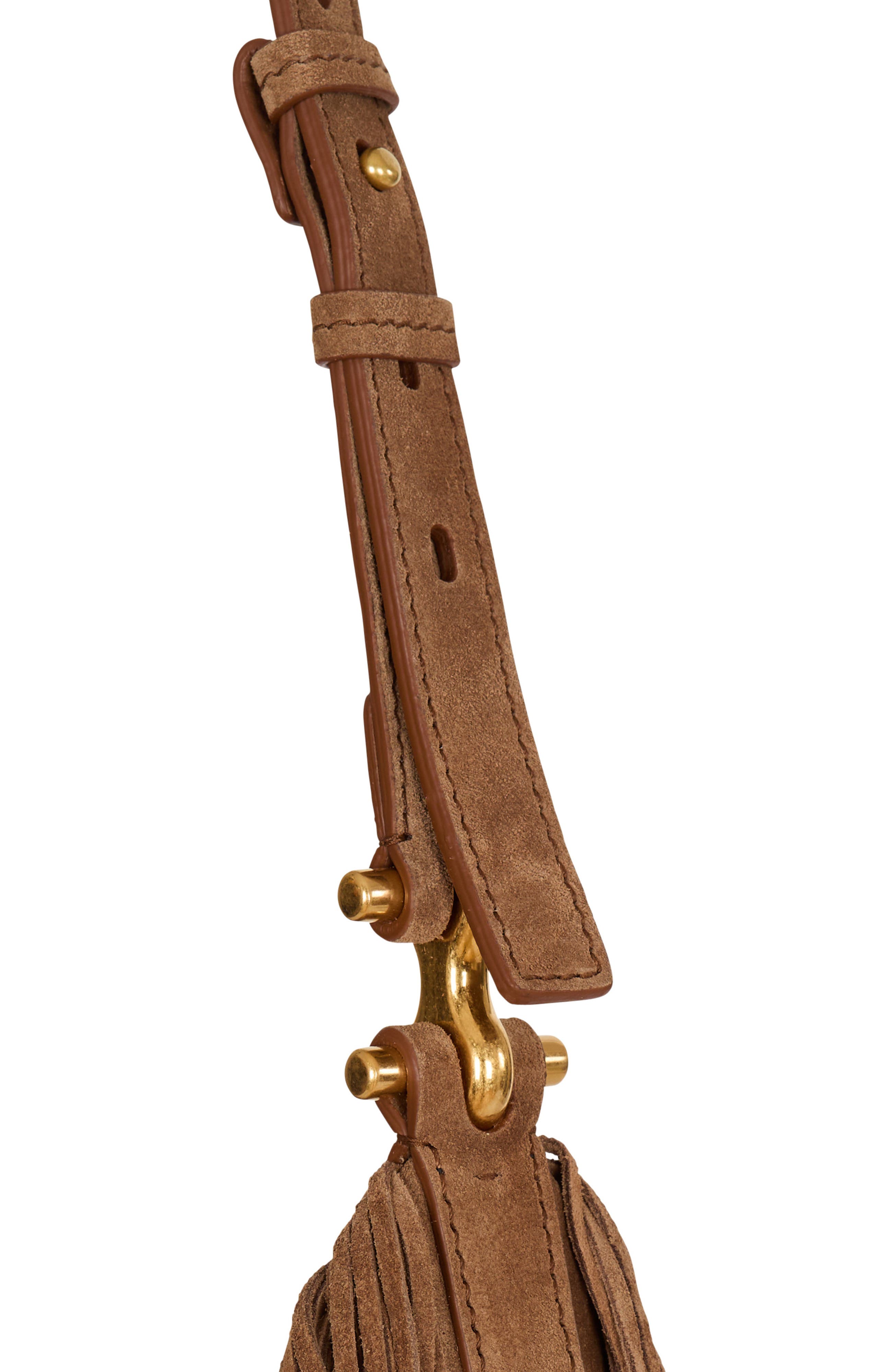 Balmain Ebene Hobo Fringes-Suede Leather, Alternate, color, Brown