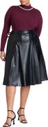 ELOQUII Faux Leather Full Midi Skirt