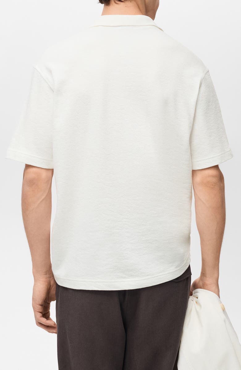 MANGO Relaxed Fit Textured Cotton Polo, Alternate, color, Ecru