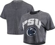 PRESSBOX Women's Pressbox Navy Penn State Nittany Lions Edith Vintage Burnout Crop T-Shirt