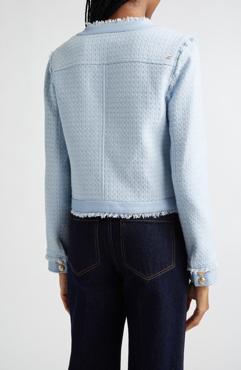 Cinq à Sept Deva Cotton Blend Birdseye Tweed Jacket, Alternate, color, Bluebell Mist/ White