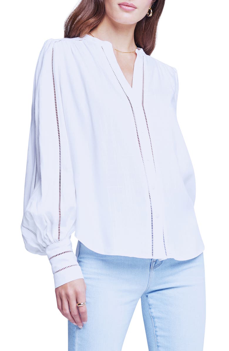 L'AGENCE Kiera Ladder Trim Blouse, Alternate, color, 
