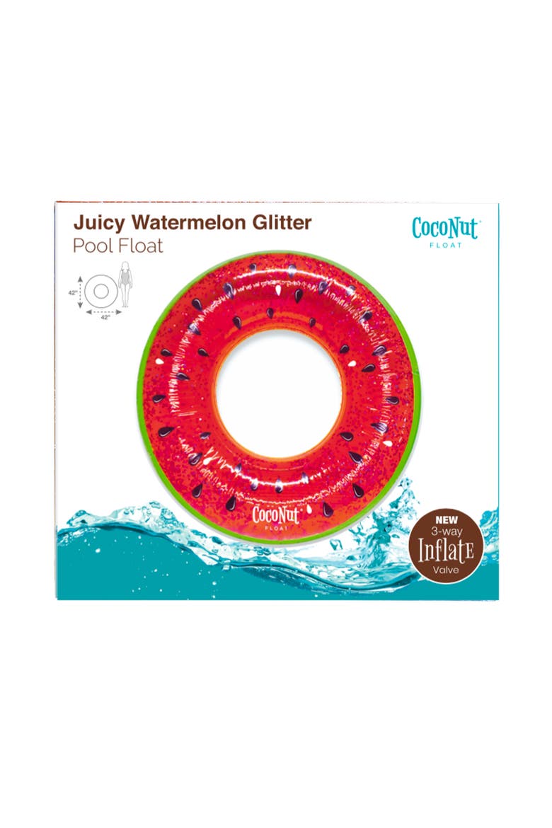 Juicy Watermelon Glitter 42" Pool Float Ring, Inflatable, Antileak, Durable, Alternate, color, Pink