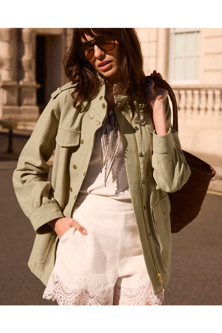 Washed Four Pocket Shacket, Alternate, color, Khaki