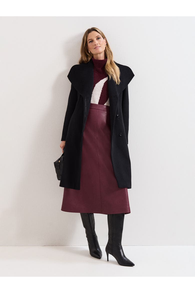 Nicci Belted Wool Coat, Alternate, color, Black