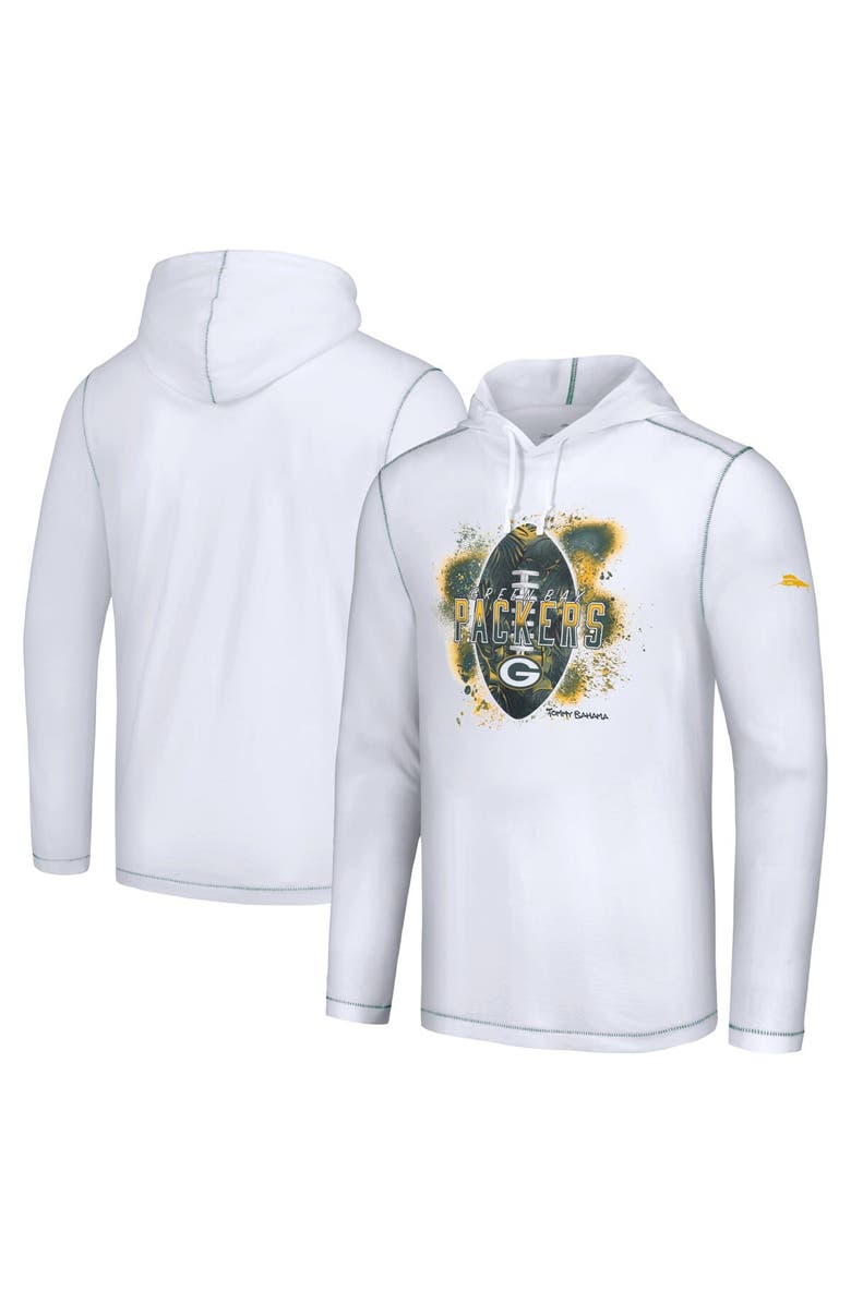 Tommy Bahama Men's Tommy Bahama White Green Bay Packers Graffiti Touchdown Pullover Hoodie, Alternate, color, White