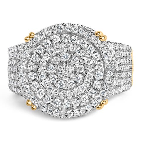 Men's 10K Yellow Gold 2-1/10 Ctw Diamond Concentric Circles Cocktail Ring