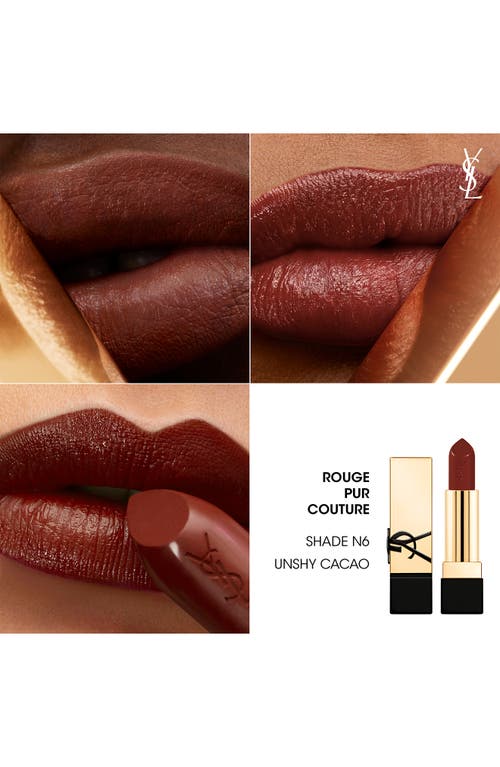 Saint Laurent Yves Rouge Pur Couture Caring Satin Lipstick With Ceramides In N6 Unshy Cacao